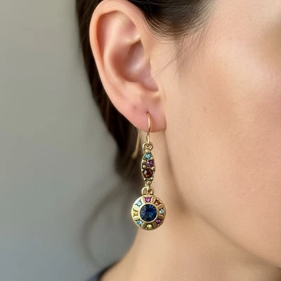 NEW Patricia Locke GOLD / MARAIS CELESTIA Crystal EARRINGS NWT 09 HANDCRAFTED US - Image 1 of 4