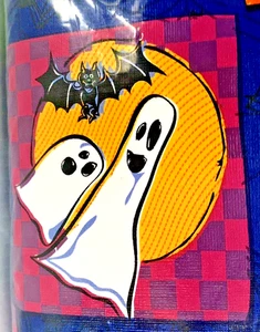 VTG Halloween Tablecloth Vinyl Flannel Backed 60” x 102” Oblong Rectangular Bats - Picture 1 of 11