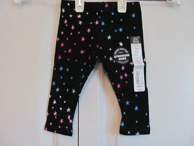 NWT SIZE 6 MO. OKIE DOKIE BABY GIRL'S BLACK WITH MULTI-COLORED STARS LEGGINGS - Image 1 of 4