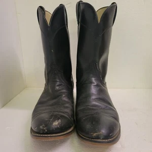 VTG Made In USA Laredo Mens Size 10 D Black Leather Cowboy Boots - Picture 1 of 10
