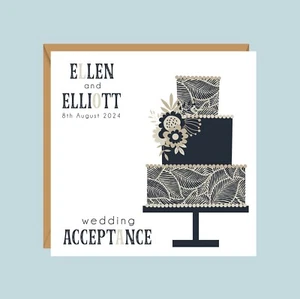 Personalised Handmade Wedding Acceptance Card - Picture 1 of 1