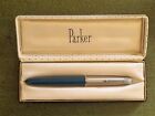 Gorgeous 1959 Parker 51 Teal Blue Aerometric Fountain Pen, 14ct Gold Nib