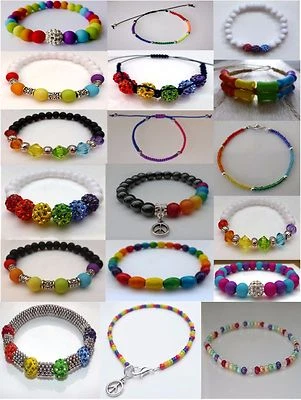 Elección de pulseras LGBT Gay Bi Pride Rainbow Unisex Macrame Pave Hematite Foto 1 de 4