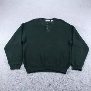 American Eagle Sweater Men XL Green Henley Waffle Knit Casual Pullover 90s VTG - Picture 1 of 9