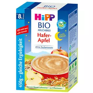 450g Hipp Bio Milchbrei Gute Nacht Hafer Apfel ohne Zuckerzusatz circa 9 - Bild 1 von 3