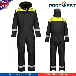 PORTWEST PW3 Hi Vis Winter Coverall Waterproof Thermal Insulated Hooded Overall - Picture 1 of 7