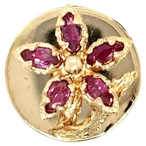 10k Yellow Gold Pink Ruby Flower Round Bracelet Slide 7.2g - Picture 1 of 6