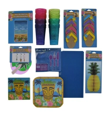 Luau, Tiki, Polynesian Party Bundle with Complete Table Supplies and Decorations - Image 1 of 4
