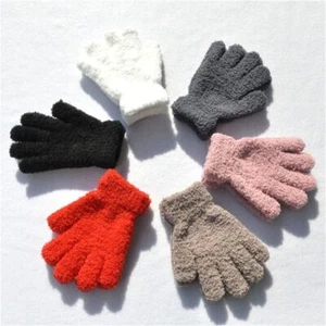 Koralle Plüsch Mitte Farbe der Süßigkeiten Volle Finger Handschuhe für Kinder - Bild 1 von 18