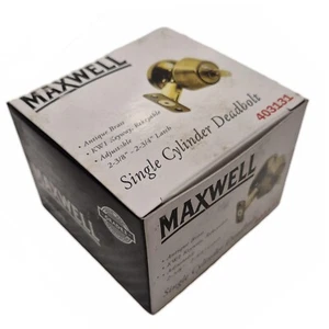 Maxwell Single Cylinder Deadbolt - Antique Brass 403131 - Picture 1 of 3
