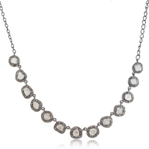 Polki Diamond Necklace Rolo Chain 925 Sterling Silver Wedding Jewelry For Women - Picture 1 of 5