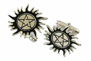 Supernatural Pentagram Symbol Enamel Metal Cufflinks - Picture 1 of 1