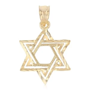 14K Yellow Gold Jewish Symbol Star of David Pendant For Necklace or Chain - Picture 1 of 7