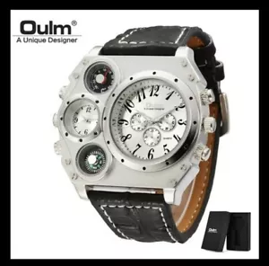Luxury Black Watch Quartz Leather PU Mens Stainless Steel Wristwatch with Case - Picture 1 of 5