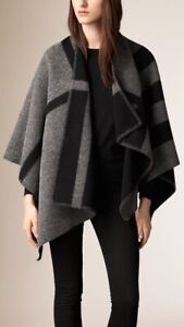 Burberry Poncho Shawl Wool And Cashmere Grey RRP$1300
