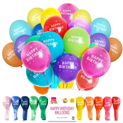 SOL 25-50 Happy Birthday Balloons 9 Inch Helium Quality Party Birthday Wedding Latex