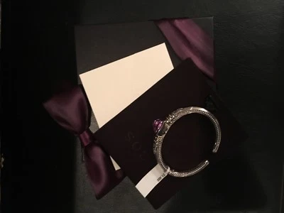 LAGOS 14mm Caviar Color Hinged Cuff Bracelet Rose de France Amethyst SS/18KT New - Image 1 of 4