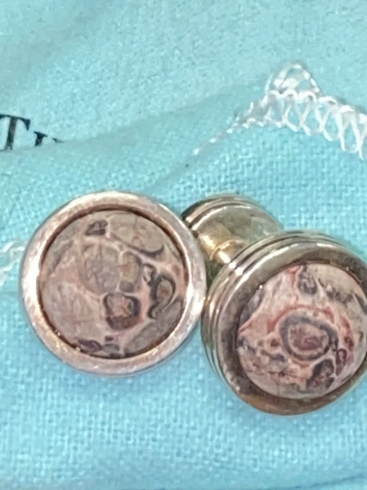 Gemelos Tiffany & Co. Jaspe Paloma Picasso Plata de Ley 925 De Colección  Foto 1 de 3