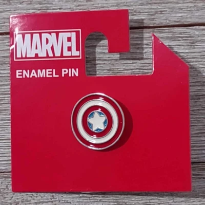 Prendedor esmaltado Marvel Capitán América clásico escudo logotipo 3/4"  Foto 1 de 2