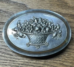 Oval Basket of Flowers Box Karl Kurz Hanau 800 Silver - Picture 1 of 5