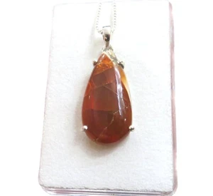 Matrix Feuer Opal Cabochon Anhänger /Opal Pendant 925 Silber 24,5x12,5 mm AD3169 - Bild 1 von 5