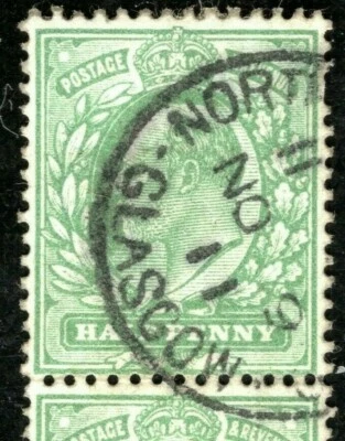 GB KEVII SG.270 ½d Pale Bluish Green PAIR Used 1911 CDSs Cat £80+75% RRED111 - Image 1 of 4