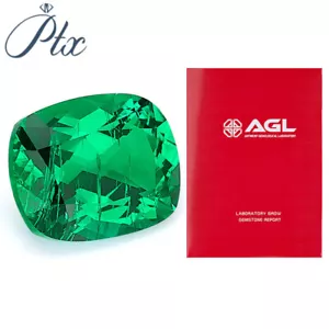 AGL Certified Lab Grown Columbia Emerald Long Cushion Shape VVS1 Excellent Gems - Picture 1 of 24