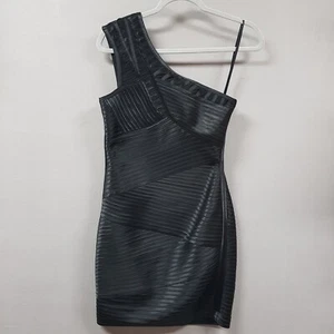 Vestido BCBG maxazria para mujer talla 6 negro un hombro mini cóctel fiesta - Imagen 1 de 10