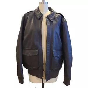 Gibson & Barnes A-2 Leather Flight Aviator Bomber Jacket 42 Removable Vest Liner - Picture 1 of 15
