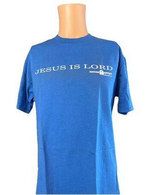 Camisa Vintage Jesus Is Lord Azul y Blanca Talla Mediana Naciones 2 Harvest Ministry Foto 1 de 4