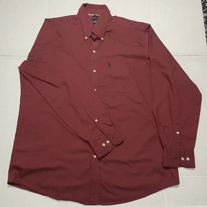 US Polo Assn. Men's Long Sleeve Shirt Button-Up Red Size 16 16-1/2 - Picture 1 of 7