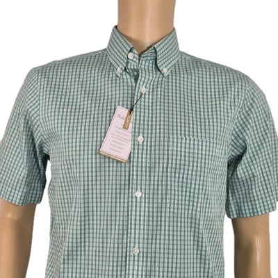 Roundtree & Yorke Gold Label Men's Shirt Size M Green Short Sleeve Slim Fit 29 - Image 1 of 4