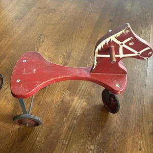 Antique child’s scooter wooden horse three wheels - Picture 1 of 5