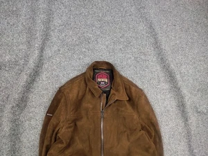 Superdry Premium suede leather tan Brown Zip British Jacket - Picture 1 of 19