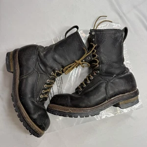 Red Wing Logger Boots Brown Steel Toe Lace Up Mens US 10/10.5 Made In USA Vtg - Picture 1 of 22