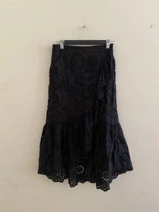 Decjuba 12 Black Cotton Broderie Anglaise Skirt - Picture 1 of 6
