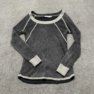 Raffi Sweater Womens Small Charcoal Gray 100% Cashmere Pullover Raglan Contrast - Picture 1 of 9