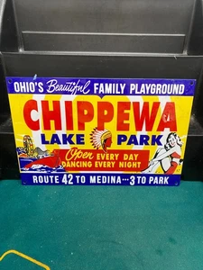 Ohio's Family Spielplatz Chippewa Lake Park Porzellanschild 12" x 8" - Bild 1 von 3