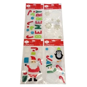 Holiday Time Christmas Gel Clings Lot of 4 Window Decorations Holiday Decor - Picture 1 of 5
