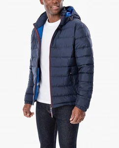 London Fog Plainfield Hooded Puffer Jacket Midnight Blue - Picture 1 of 9