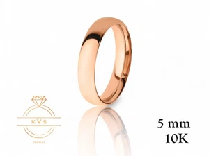 10K Rose Gold 5mm European Euro Fit Wedding Band Ring - Comfort Fit Polished - Picture 1 of 9