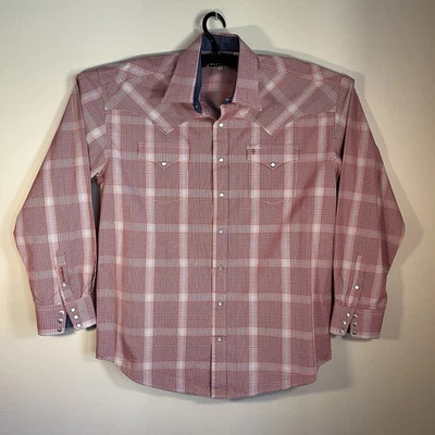 Stetson Shirt Mens XL Plaid Pearl Snap Western Rodeo Collared Long Sleeve Cotton - Image 1 of 4