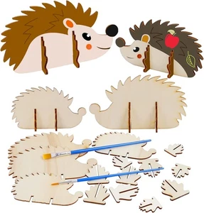 10 Stück Holz Igel Bastelset Kinder Holzbastelset zum Bemalen Herbst Kreativsets - Bild 1 von 7