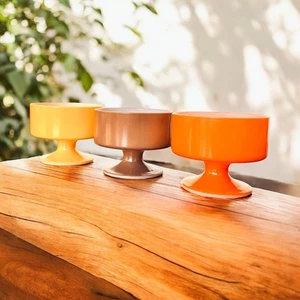 Federal Glass Dessert Sherbet Ice Cream Cups (3) Bowls Footed Milk Glass VTG MCM - Picture 1 of 8