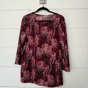 Croft & Barrow Women’s Large Magenta Floral Top Blouse - Picture 1 of 5