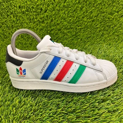 Adidas Superstar J Boys Size 4Y White Blue Red Athletic Running Shoes Sneakers - Image 1 of 4