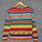 Vintage Ralph Lauren Multi Colored Aztec Rainbow Knit coogi Sweater SZ S