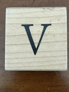 2" Wood Mounted Rubber Stamps-Capital Letter V. Monogram-Seriff Font New - Picture 1 of 2
