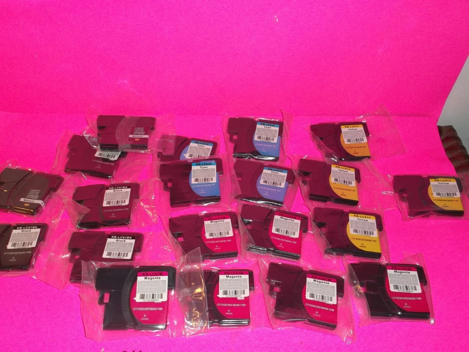 (20) BROTHER LC61 TYPE INK CARTRIDGES 6 BLK 6MAG 4 YEL 4 CYAN - Image 1 of 1