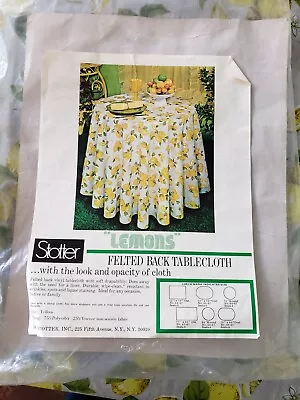 Vinyl Vintage Lemon Tablecloth felt lined 70 x 90 Rectangular very good - Image 1 of 4